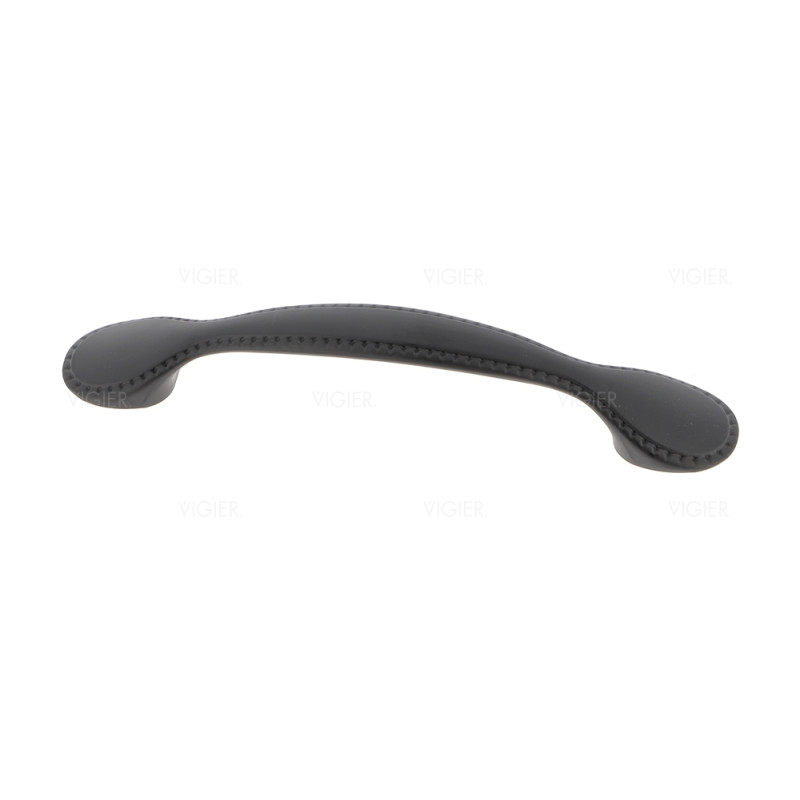 Poignée de porte acier noir, imitation cuir entraxe 126mm