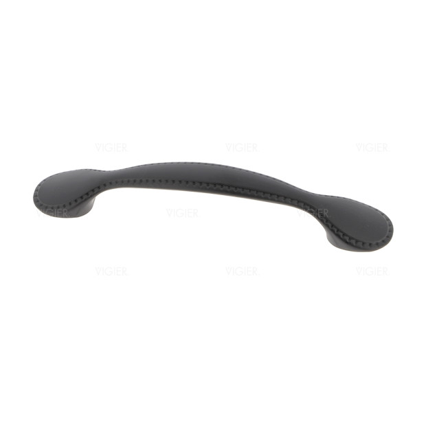 Poignée de porte acier noir, imitation cuir entraxe 126mm
