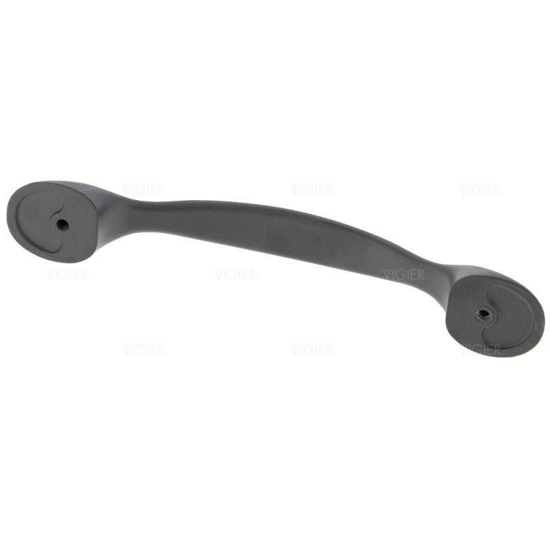 Poignée de porte acier noir, imitation cuir entraxe 126mm