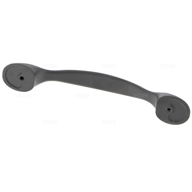 Poignée de porte acier noir, imitation cuir entraxe 126mm