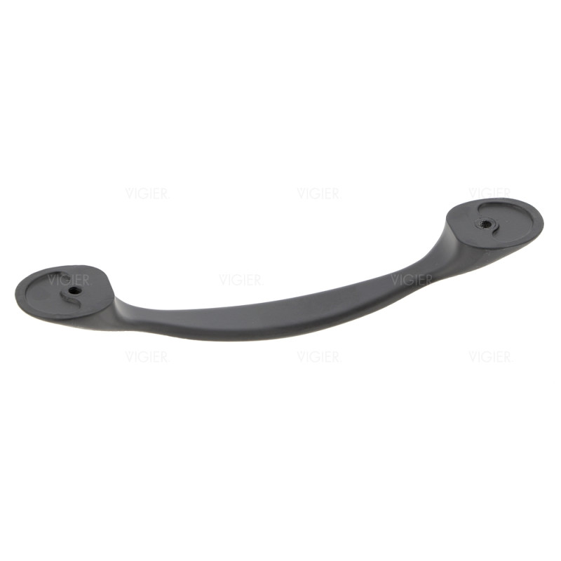 Poignée de porte acier noir, imitation cuir entraxe 126mm