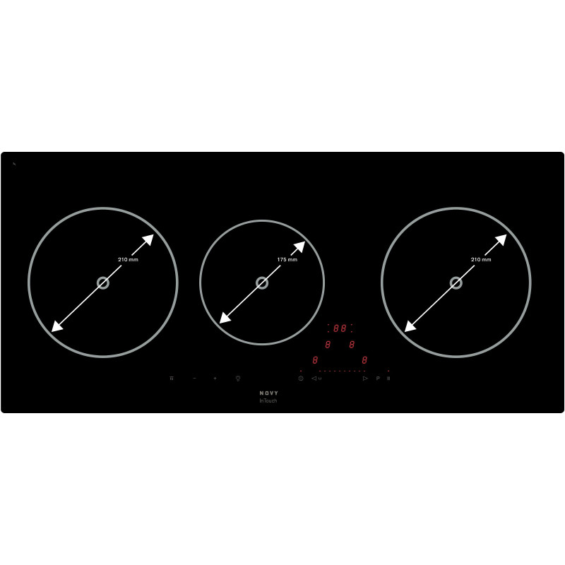 Plaque 3 foyers induction panoramique 6700W Novy 1757/2