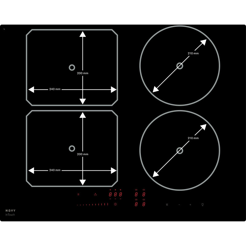 Table induction Power, 4 foyers Novy 65cm