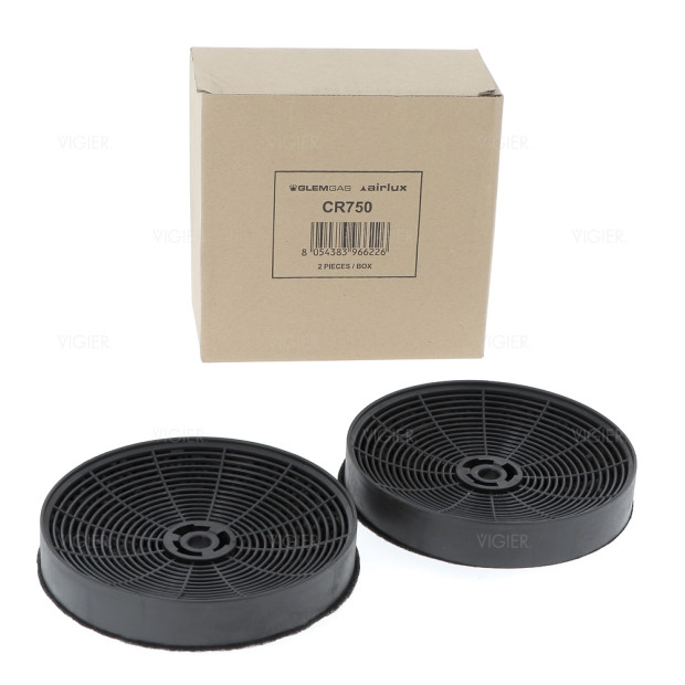 Lot de 2 filtres à charbon d'origine pour hotte Airlux Glem