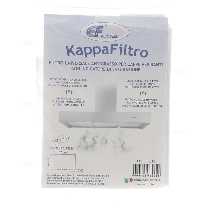 Lot 2 filtres a graisse universel hottes aspirantes FK016