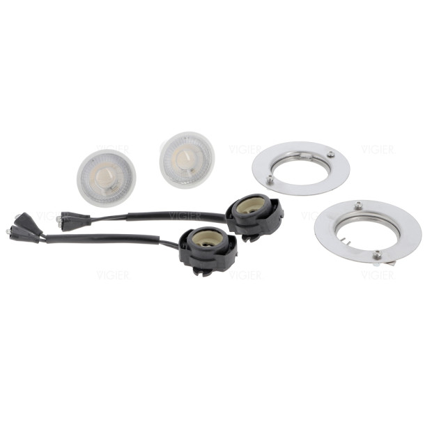 KIT 2 LAMPES HALOGENE 50W 230V AVEC DOUILLES HOTTE ROBLIN