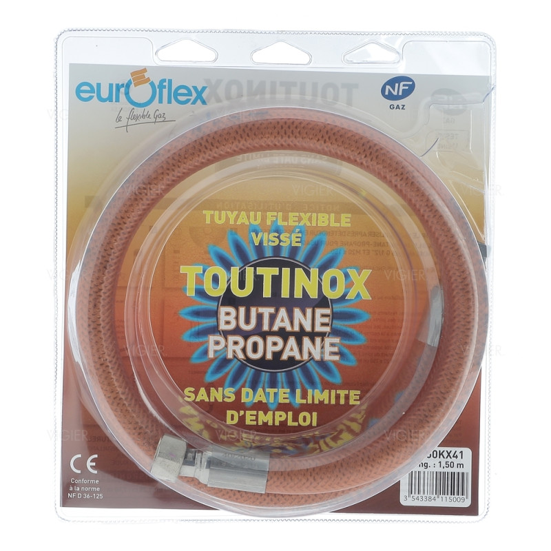 Tuyau gaz butane/propane 1.5m durée de vie illimité Euroflex
