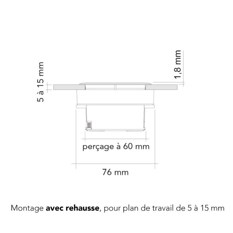 BLOC 2 PRISES EIGHT AFFLEURANT A ENCASTRER NOIR