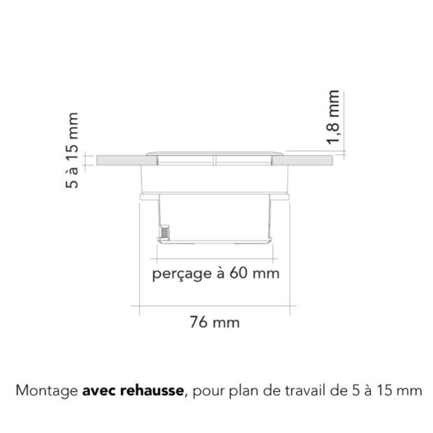 BLOC 2 PRISES EIGHT AFFLEURANT A ENCASTRER NOIR