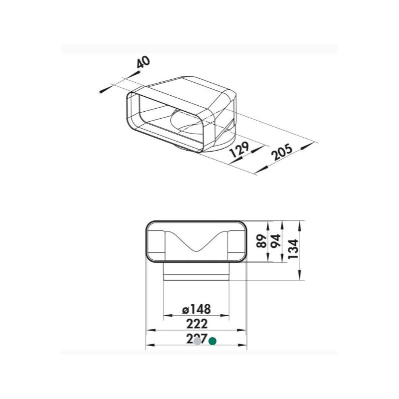 Adaptateur angle femelle/male tubage plat hotte Novy 906405
