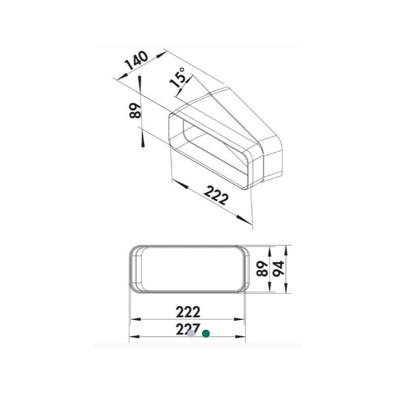 Coude 15° male/femelle pour tubage plat hotte Novy 906418