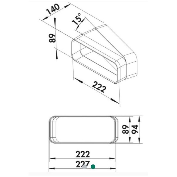 Coude 15° male/femelle pour tubage plat hotte Novy 906418