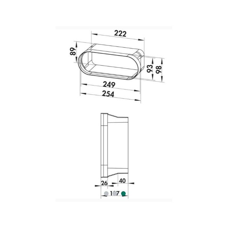 Adaptateur sortie BORA vers tube rectangulaire 222x89mm
