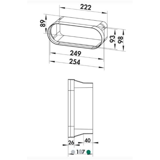 Adaptateur sortie BORA vers tube rectangulaire 222x89mm