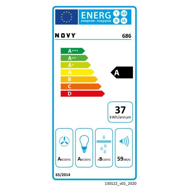 Hotte intégrée Novy FUSION, verre Blanc 820mm