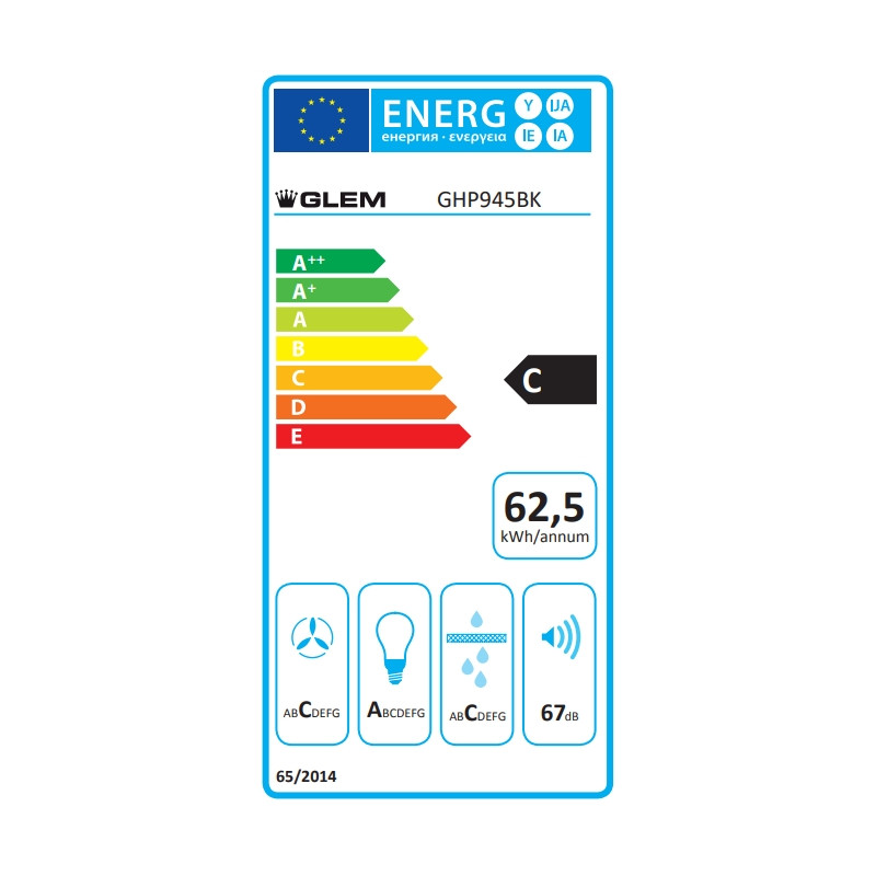 Hotte décorative 90cm Glem GHP945BK