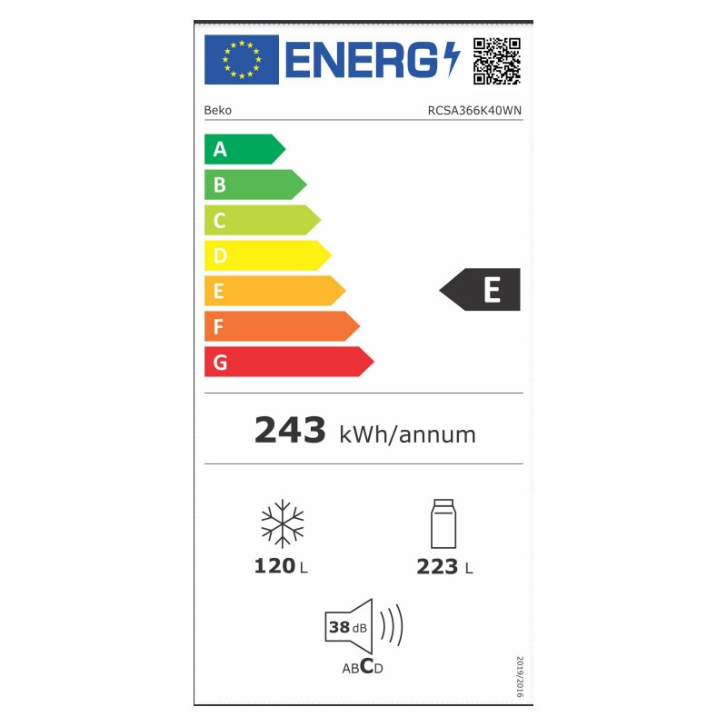 Réfrigérateur combiné Beko RCSA366K40WN
