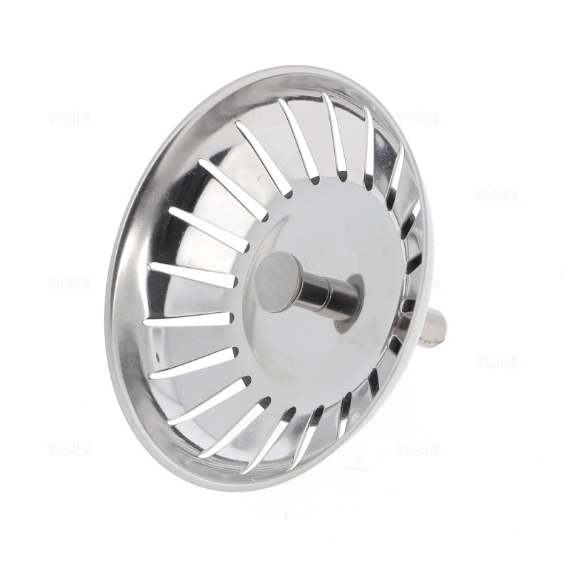 Bonde a panier 3,5" tige 2008, 20 encoches pour evier Blanco