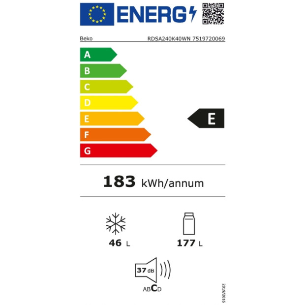 Réfrigérateur Beko 2 portes blanc Beko RDSA240K40WN