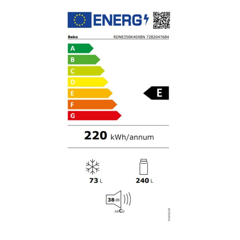 Réfrigérateur 2 portes froid ventilé Beko RDNE350K40XBN