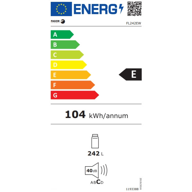 Réfrigérateur 1 porte tout utile Fagor FL242EW