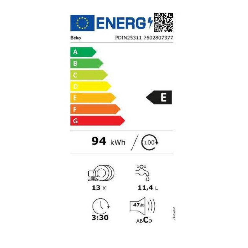 Lave vaisselle full intégrable Beko PDIN25311