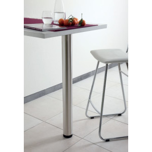 Pied rond en acier inox brosse hauteur 900mm diamètre 60mm