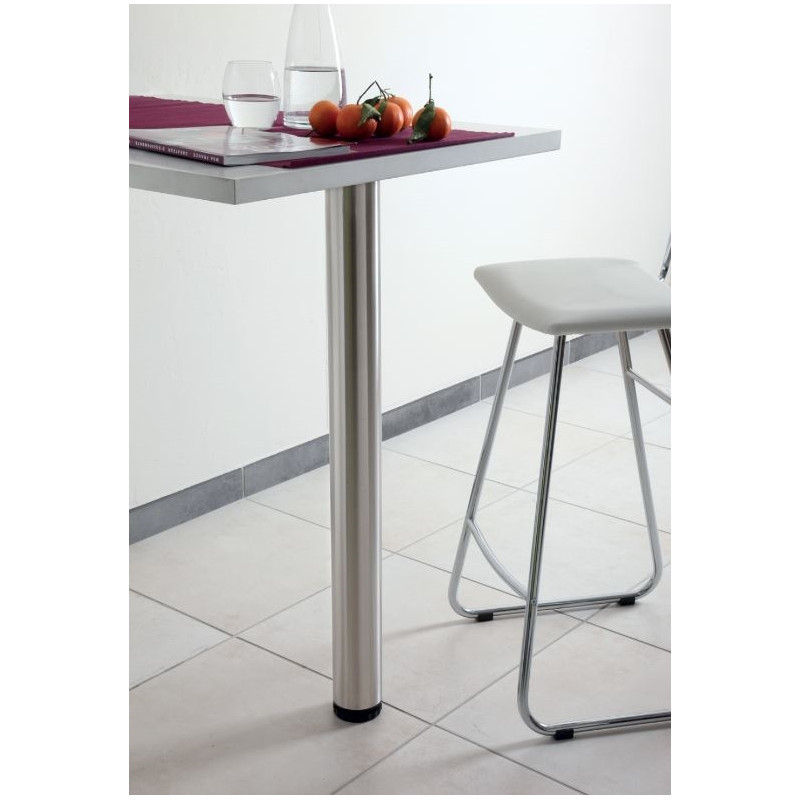 Pied rond en acier inox brosse hauteur 900mm diamètre 60mm