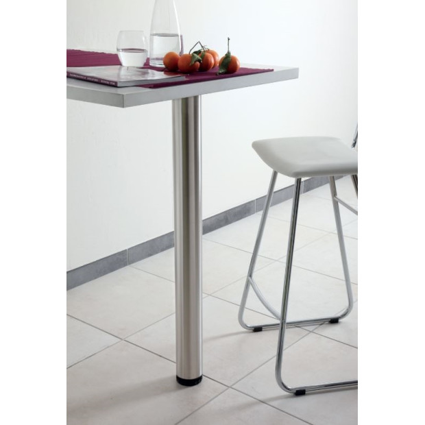 Pied rond en acier inox brosse hauteur 900mm diamètre 60mm