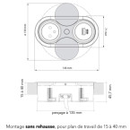 Bloc de 2 prises Eight Affleurant a encastrer Chrome Noir