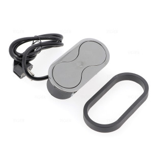 Bloc de 2 prises Eight Affleurant a encastrer Chrome Noir