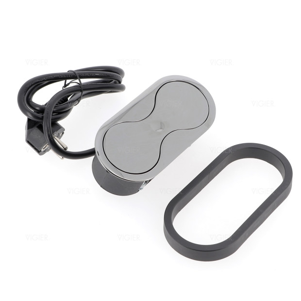 Bloc de 2 prises Eight Affleurant a encastrer Chrome Noir