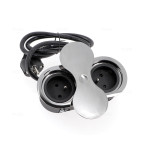 Bloc de 2 prises Eight Affleurant a encastrer Chrome Noir