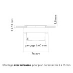 Bloc 2 prises EIGHT rectangulaire affleurant Noire