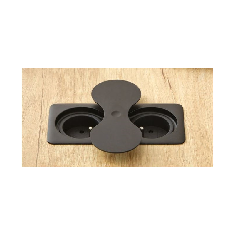 Bloc 2 prises EIGHT rectangulaire affleurant Noire