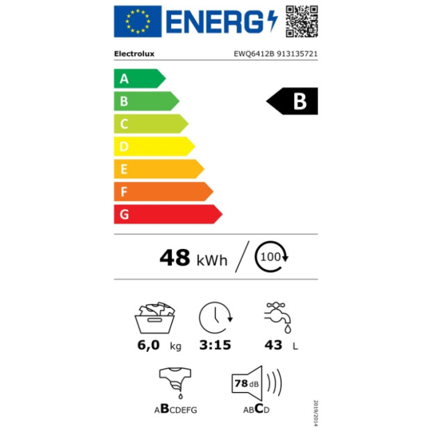 Lave linge top 6kg 1200trs classeB Electrolux