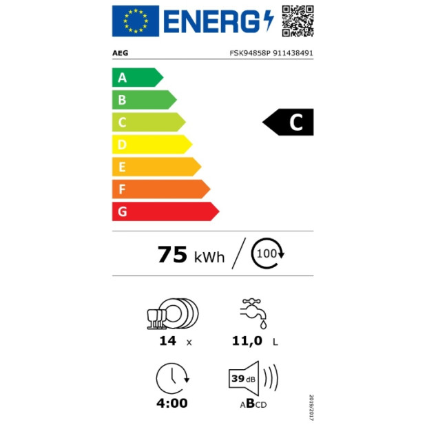 Lave vaisselle full intégrable 39db ComfortLift AEG