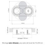Bloc 1 prise 16A et USB-A Eight Affleurant à encastrer Noir