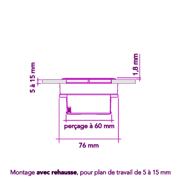 Bloc 1 prise 16A et USB-A Eight Affleurant à encastrer Noir