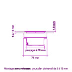 Bloc 1 prise 16A et USB-A Eight Affleurant à encastrer Noir