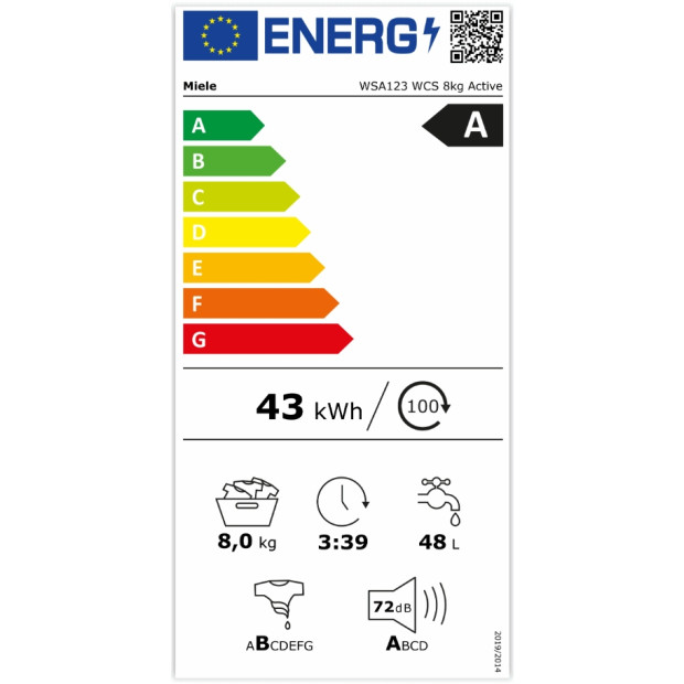Lave linge frontal 8kg 1400trs classe A Miele