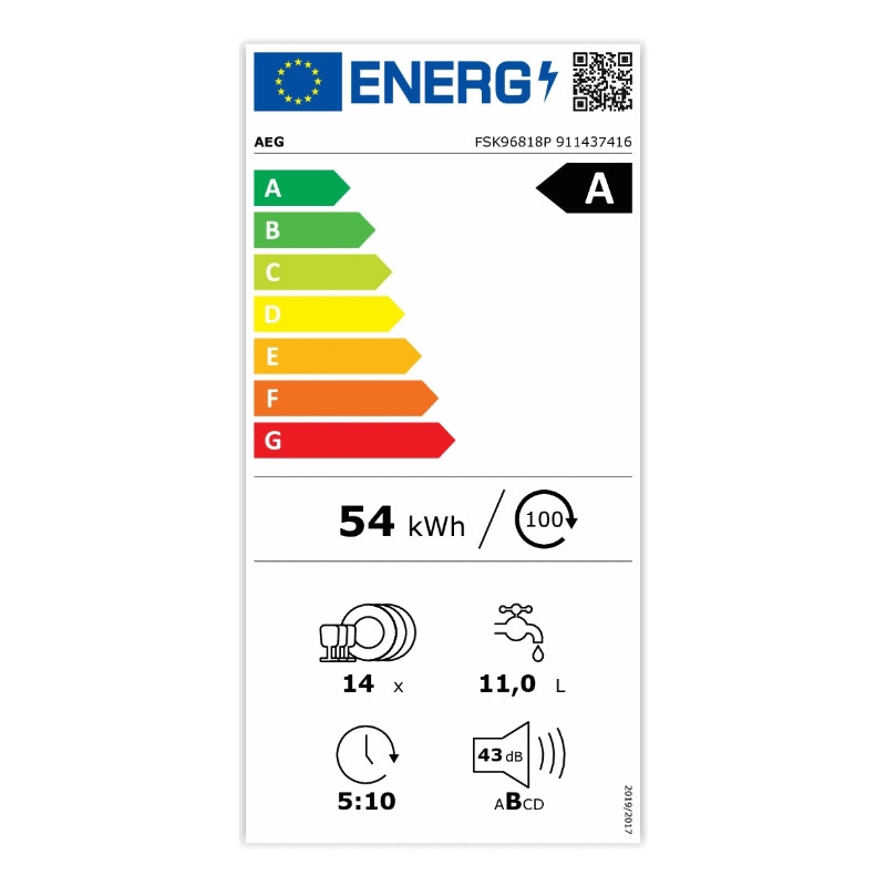 Eco label lave vaisselle intégrable Electrolux FSK96818P