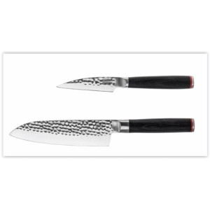 Set de 2 couteaux:1 couteau d'offfice 90mm et Santoku 180mm