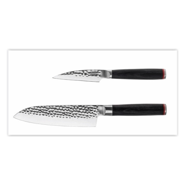 Set de 2 couteaux:1 couteau d'offfice 90mm et Santoku 180mm