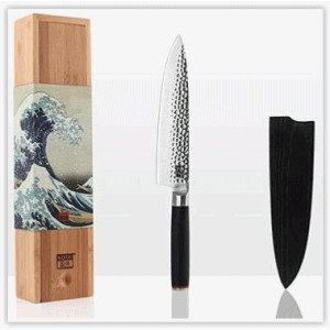 Couteau de chef 200mm avec étui et coffret en Bambou