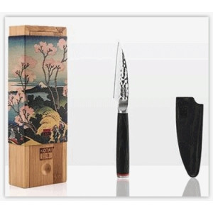 Couteau d'office 90mm avec étui et coffret en Bambou