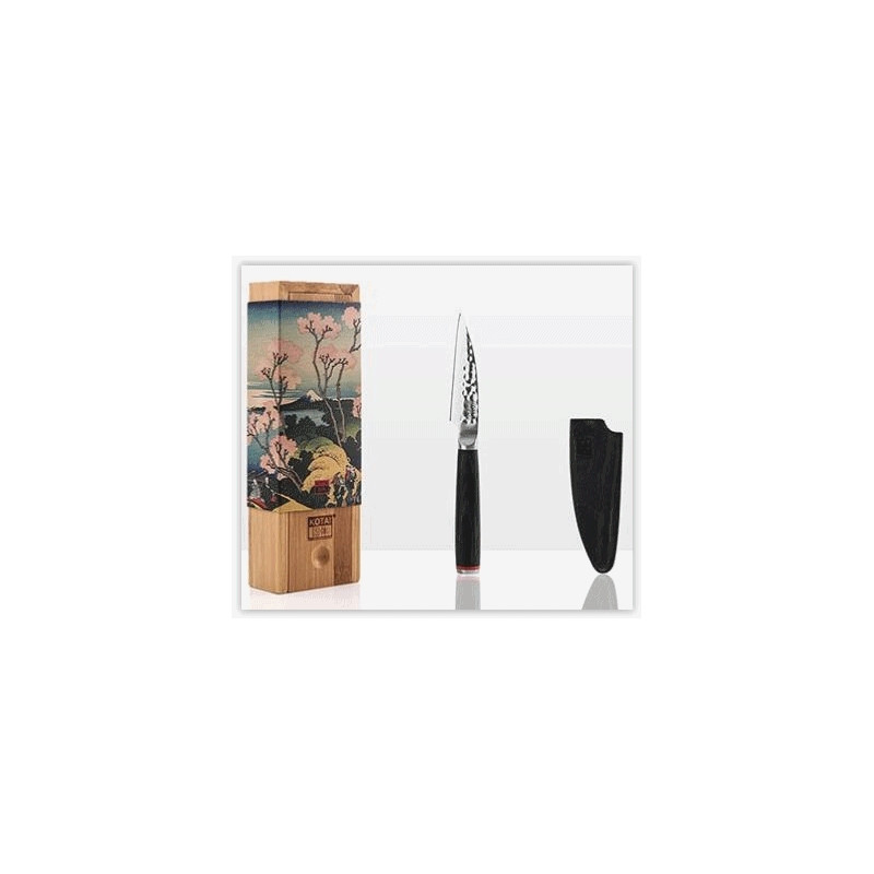 Couteau d'office 90mm avec étui et coffret en Bambou