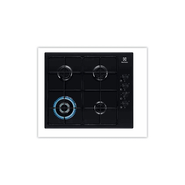 Table de cuisson 4 feux gaz email noir Electrolux