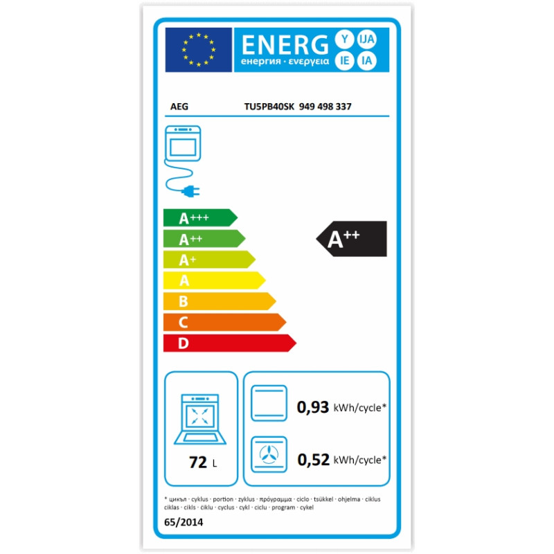 Four encastrable multifonction pyrolyse 72l AEG