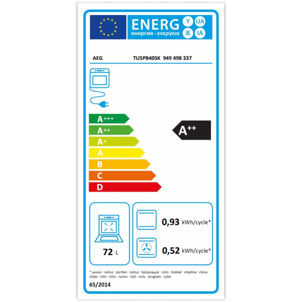 Four encastrable multifonction pyrolyse 72l AEG